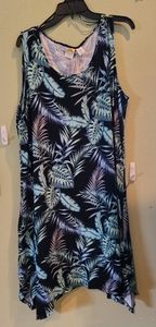 Plus size summer dress black with teal/green